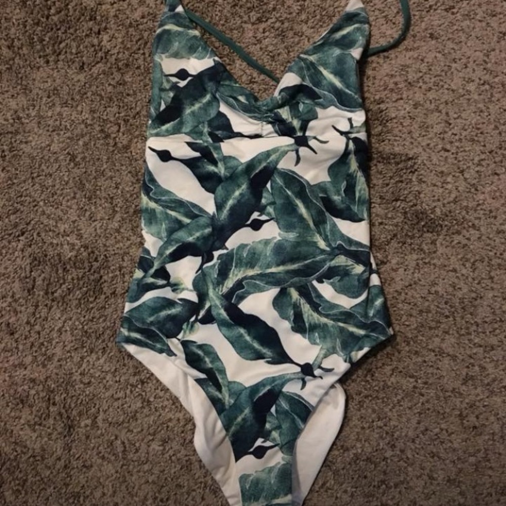 Patagonia Green Leaf Print One Piece Swimsuit
